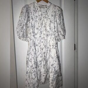 Club Monaco White and Blue Floral Patterned Dress